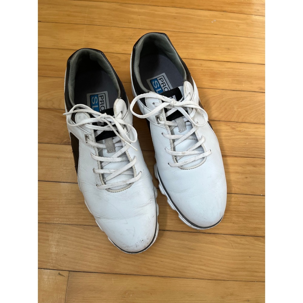 FootJoy Pro SL Mens Spikeless Golf Shoes White Black Leather FJ Logo Low Top 9